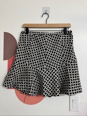 Diane Von Furstenberg A Line Jacquard Fluted Mini Skirt Black & White